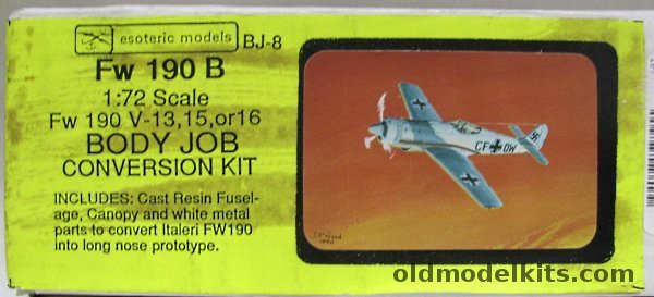 Esoteric 1/72 Focke Wulf Fw-190 V-13 / V-15 / V-16 - Conversion Kit, BJ-8 plastic model kit